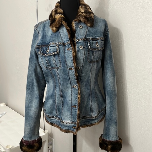 GUC Vintage Parasuco 90’s Denim Jacket with Fur Size S - Picture 2 of 12